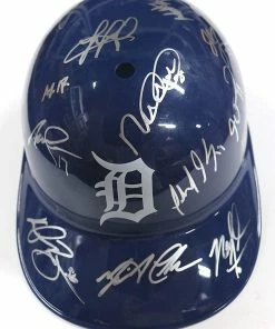 Sports-Autographs Detroit Tigers 2016 Team Signed Autographed Souvenir Full Size Batting Helmet AI COA Cabrera Kinsler Fulmer