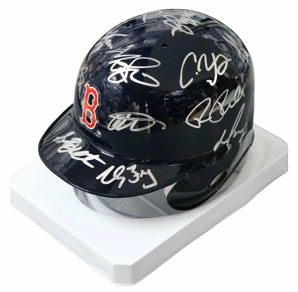 Sports-Autographs Boston Red Sox 2016 Team Signed Autographed Mini Batting Helmet Authenticated Ink COA Ortiz Betts Pedroia Price 4 Sports-Autographs Boston Red Sox 2016 Team Signed Autographed Mini Batting Helmet Authenticated Ink COA Ortiz Betts Pedroia Price - Image 2
