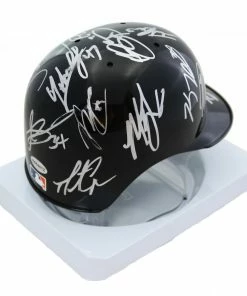 Sports-Autographs San Francisco Giants 2016 Team Signed Autographed Mini Batting Helmet Authenticated Ink COA Posey Bumgarner -Baseball Helmets and Caps Shop IMG 1715 1024x1024
