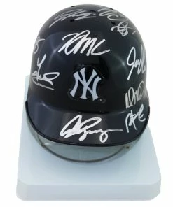 Sports-Autographs New York Yankees 2016 Team Signed Autographed Mini Batting Helmet Authenticated Ink COA Judge Rodriguez