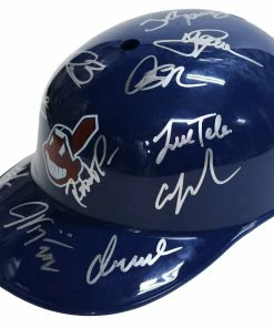 Sports-Autographs Cleveland Indians 2016 Team Autographed Signed Souvenir Full Size Batting Helmet Authenticated Ink COA Lindor Ramirez Kluber Brantley