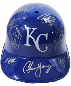 Sports-Autographs Kansas City Royals 2015 World Series Champions Team Signed Autographed Souvenir Full Size Batting Helmet Authenticated Ink COA
