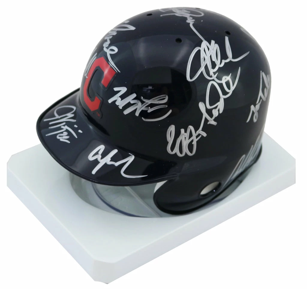 Sports-Autographs Cleveland Indians 2016 Team Signed Autographed Mini Batting Helmet Authenticated Ink COA Lindor 3 Sports-Autographs Cleveland Indians 2016 Team Signed Autographed Mini Batting Helmet Authenticated Ink COA Lindor - Image 2