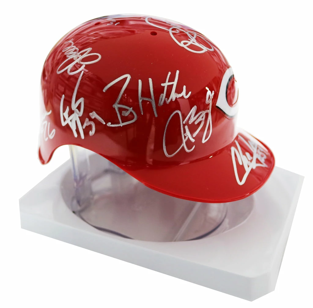 Sports-Autographs Cincinnati Reds 2015 Team Signed Autographed Mini Batting Helmet Authenticated Ink COA Votto Chapman 6 Sports-Autographs Cincinnati Reds 2015 Team Signed Autographed Mini Batting Helmet Authenticated Ink COA Votto Chapman - Image 4