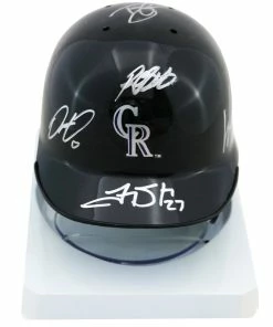 Sports-Autographs Colorado Rockies 2013-16 Team Signed Autographed Mini Batting Helmet Authenticated Ink COA Arenado