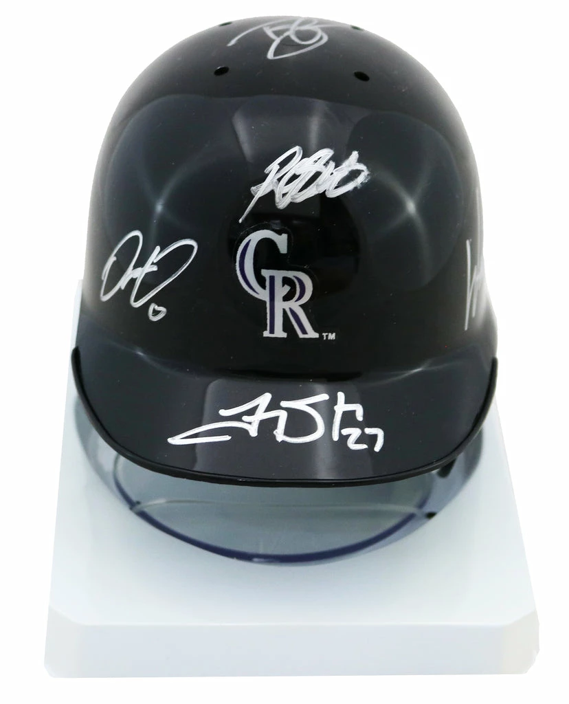 Sports-Autographs Colorado Rockies 2013-16 Team Signed Autographed Mini Batting Helmet Authenticated Ink COA Arenado 3 Sports-Autographs Colorado Rockies 2013-16 Team Signed Autographed Mini Batting Helmet Authenticated Ink COA Arenado