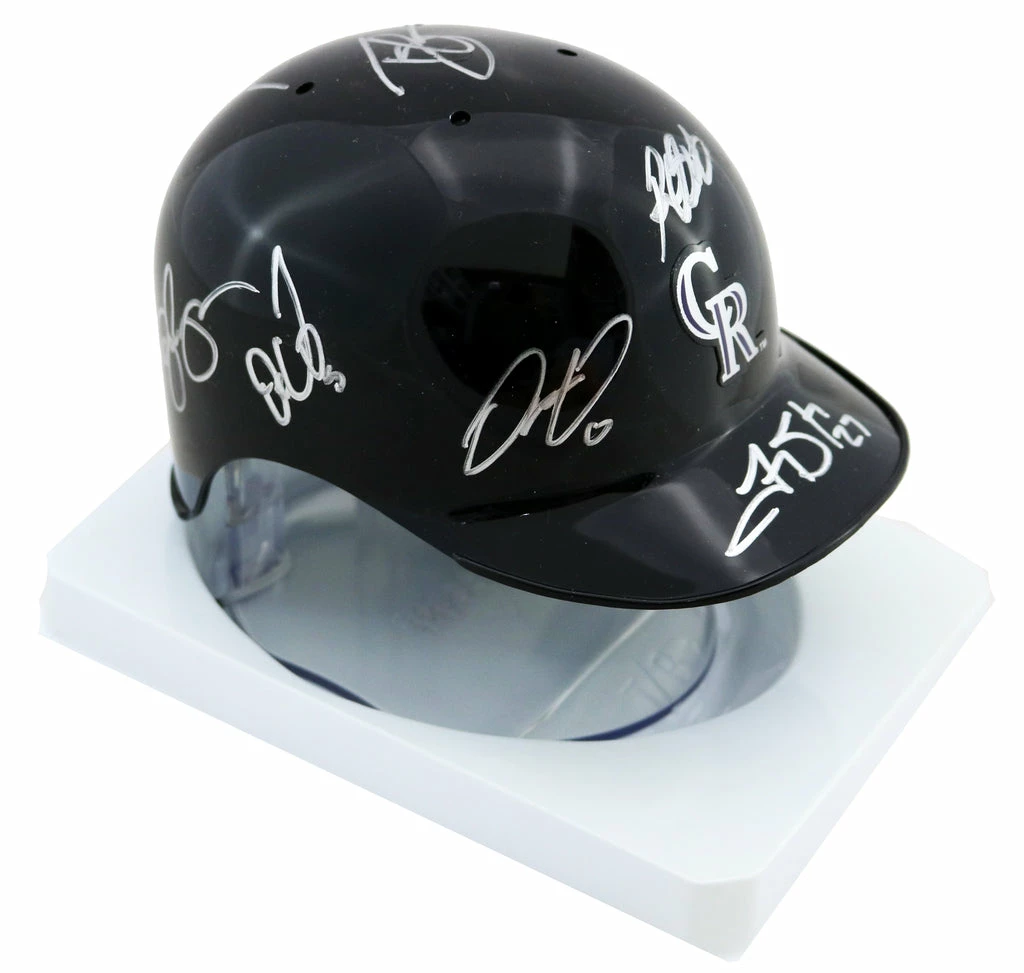 Sports-Autographs Colorado Rockies 2013-16 Team Signed Autographed Mini Batting Helmet Authenticated Ink COA Arenado 4 Sports-Autographs Colorado Rockies 2013-16 Team Signed Autographed Mini Batting Helmet Authenticated Ink COA Arenado - Image 2