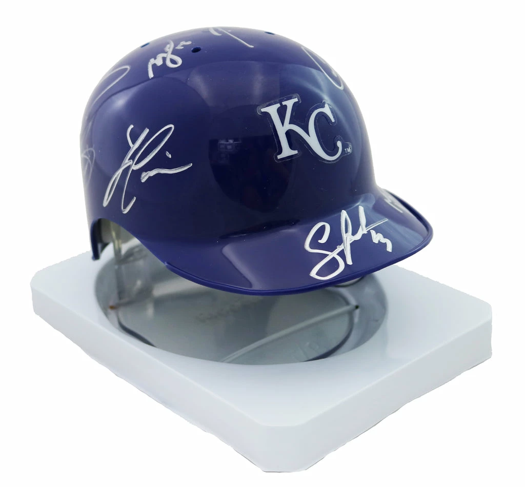 Sports-Autographs Kansas City Royals 2015 World Series Champions Team Signed Autographed Mini Batting Helmet Authenticated Ink COA Perez Hosmer Cain 3 Sports-Autographs Kansas City Royals 2015 World Series Champions Team Signed Autographed Mini Batting Helmet Authenticated Ink COA Perez Hosmer Cain