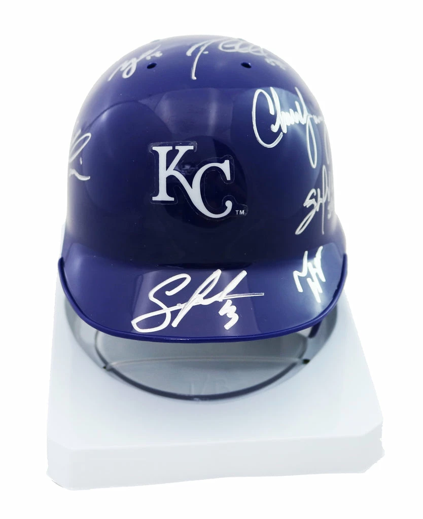 Sports-Autographs Kansas City Royals 2015 World Series Champions Team Signed Autographed Mini Batting Helmet Authenticated Ink COA Perez Hosmer Cain 7 Sports-Autographs Kansas City Royals 2015 World Series Champions Team Signed Autographed Mini Batting Helmet Authenticated Ink COA Perez Hosmer Cain - Image 5